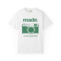 Made. Camera Graphic T-Shirt — "made. in the image God." Christian Photography Tee